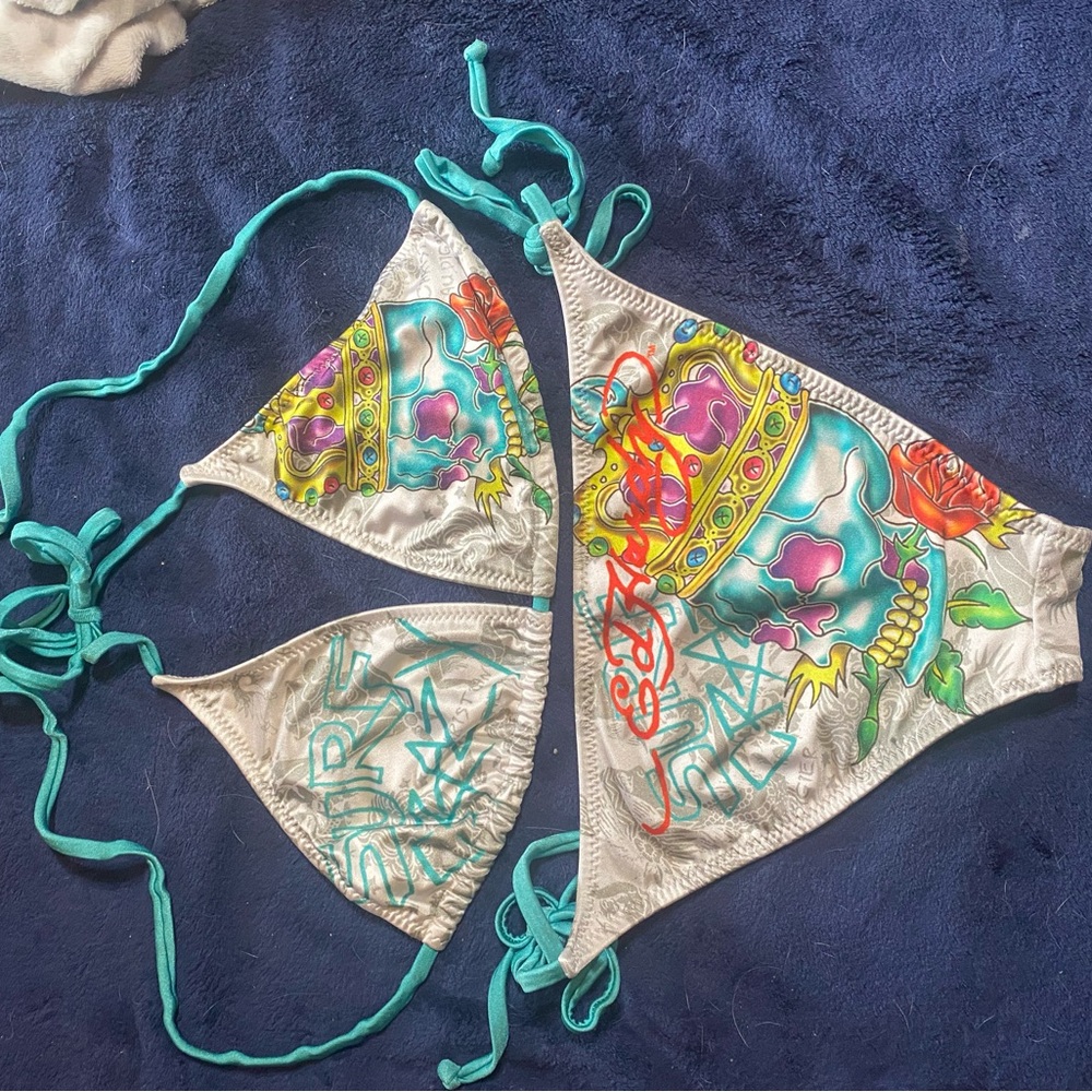 Ed Hardy by Christian Audiger rare print Skull Bikini Set